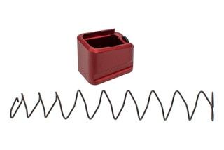 Warne Magazine Extension Fits Glock 19/23 with a +5/4 capacity and has a Red finish